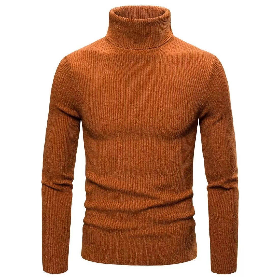 Męska - Sweter - Dzianiny prążkowanej z golfem - Stylowy design i komfortowa
