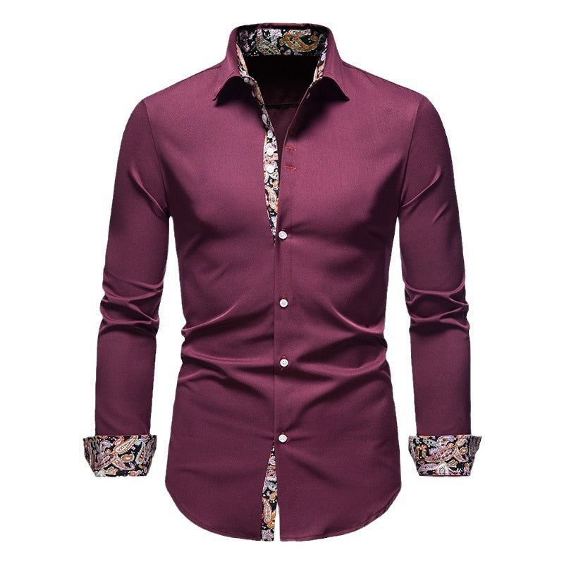 Męska - Koszula - Długim rękawem - Nowoczesny wzór Paisley - Stylowy design i komfortowa tkanina