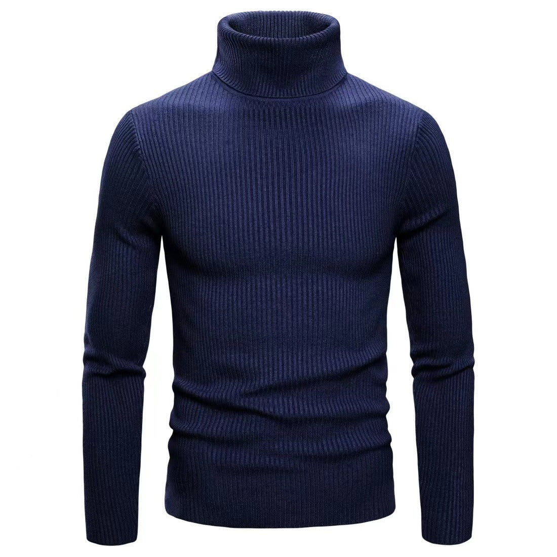 Męska - Sweter - Dzianiny prążkowanej z golfem - Stylowy design i komfortowa