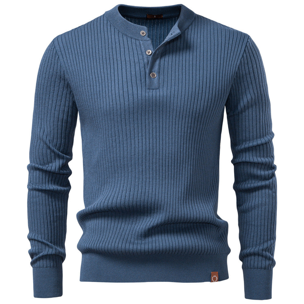 Męska - Sweter dzianinowy - Drobnymi prążkami - Wygodny i elegancki - Idealny na każdą okazję