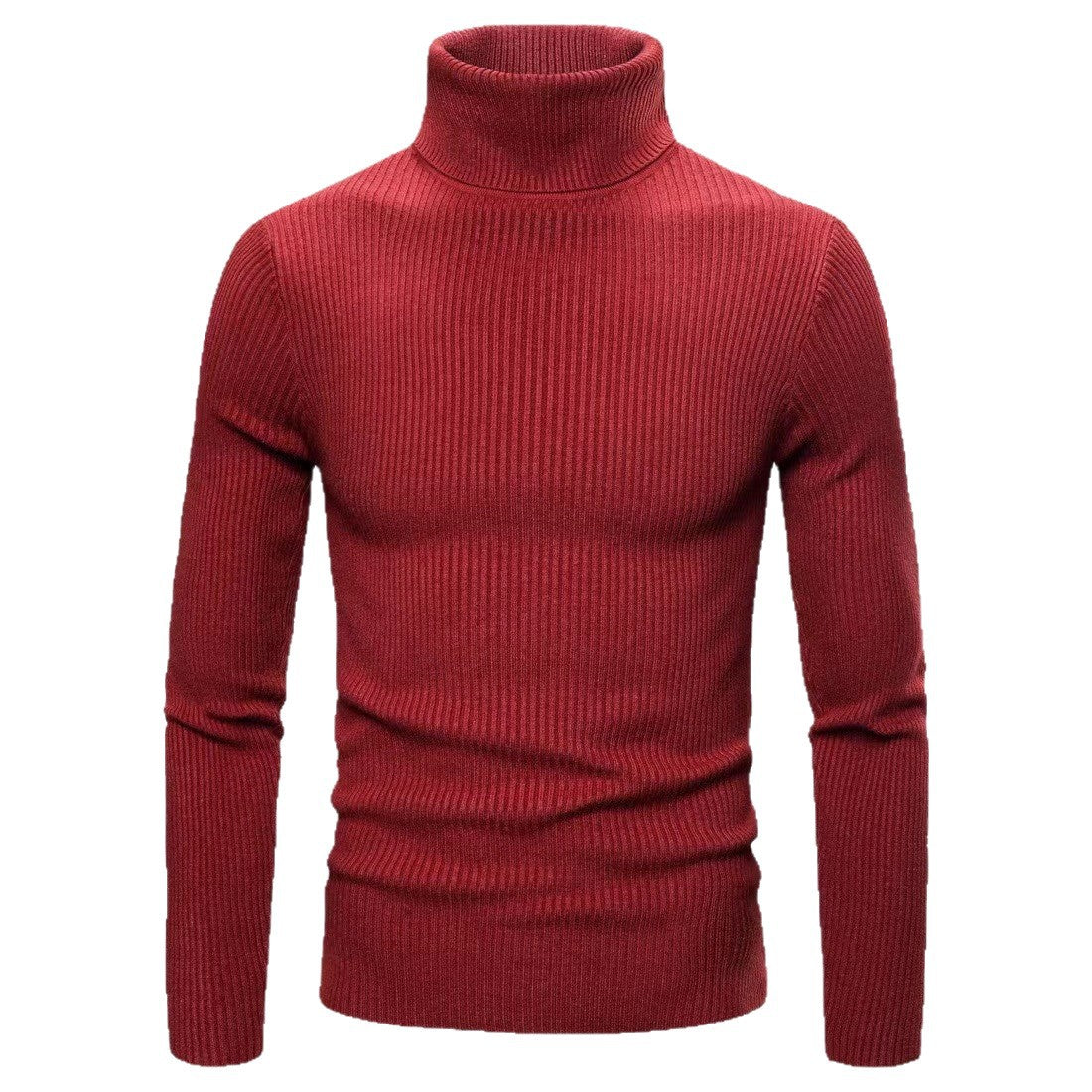 Męska - Sweter - Dzianiny prążkowanej z golfem - Stylowy design i komfortowa