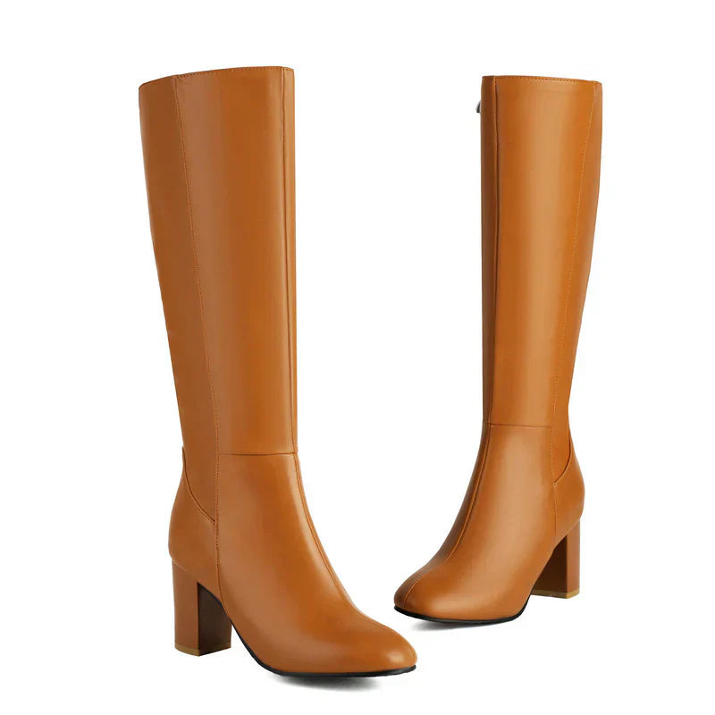 Damska - Buty za kolano - Obcas blokowy - Komfortowy styl - Buty na każdą okazję