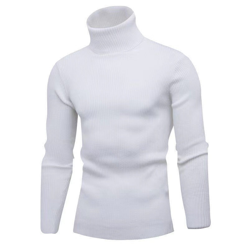 Męska - Sweter - Dzianiny prążkowanej z golfem - Stylowy design i komfortowa