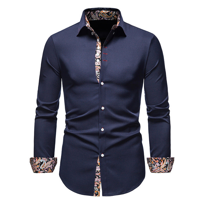 Męska - Koszula - Długim rękawem - Nowoczesny wzór Paisley - Stylowy design i komfortowa tkanina