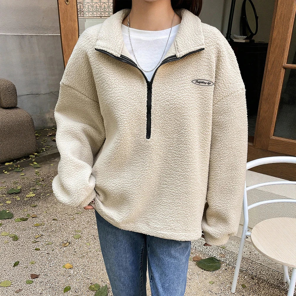 Damska - Bluza zimowa - Cosy Half Zip - Ciepły materiał - Stylowy fason - Idealna na chłodne dni