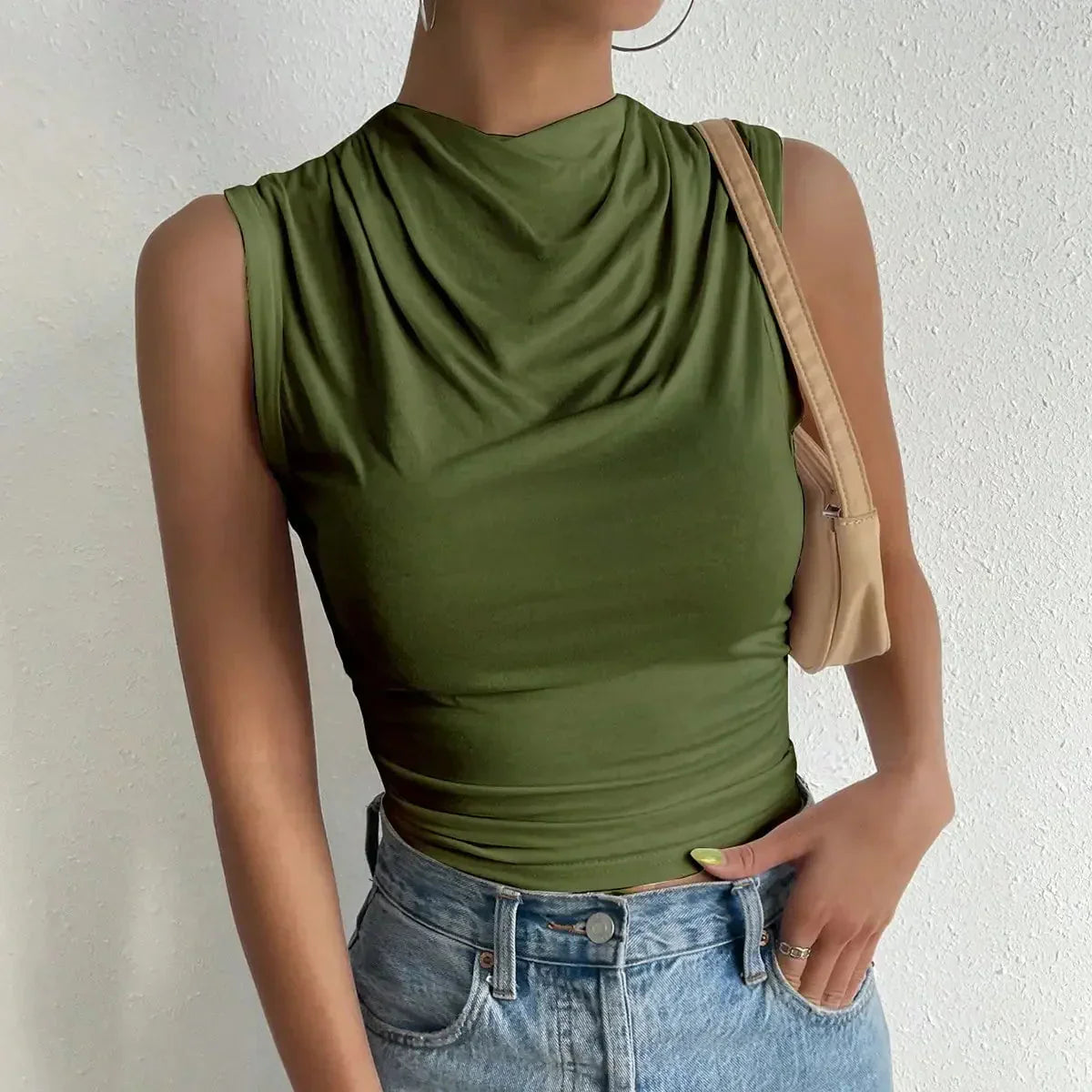 Damska - Top - Letnia bluzka bez rękawów - Oddychający materiał - Stylowa casualowa bluzka do codziennych stylizacji