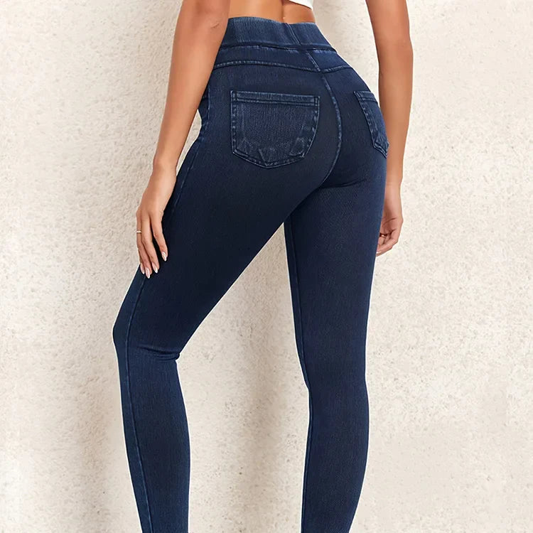 Damska - Jegginsy Skinny - Wysoka Talia, Stylowy Krój - Modne Legginsy na Każdą Okazję