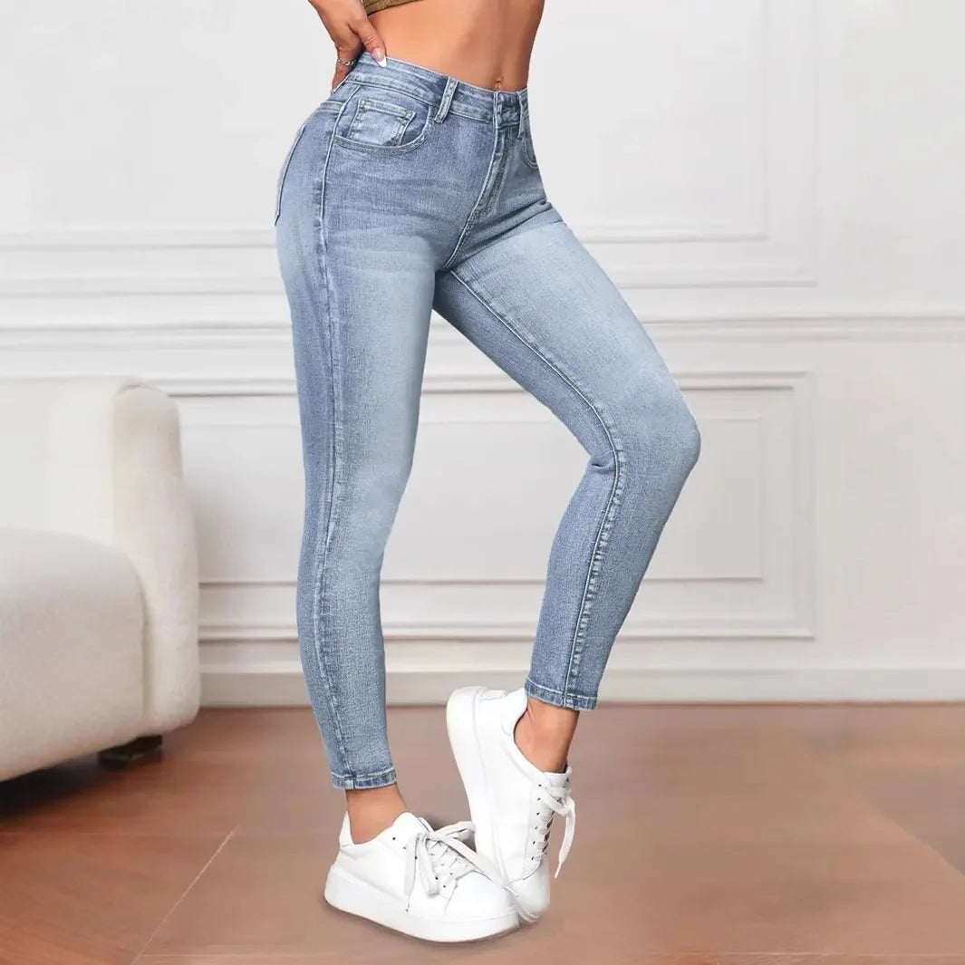 Damska - Jegginsy skinny - Wysoka talia - Wygodny materiał - Idealne na co dzień