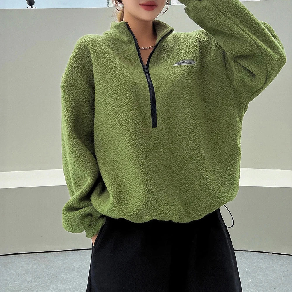 Damska - Bluza zimowa - Cosy Half Zip - Ciepły materiał - Stylowy fason - Idealna na chłodne dni