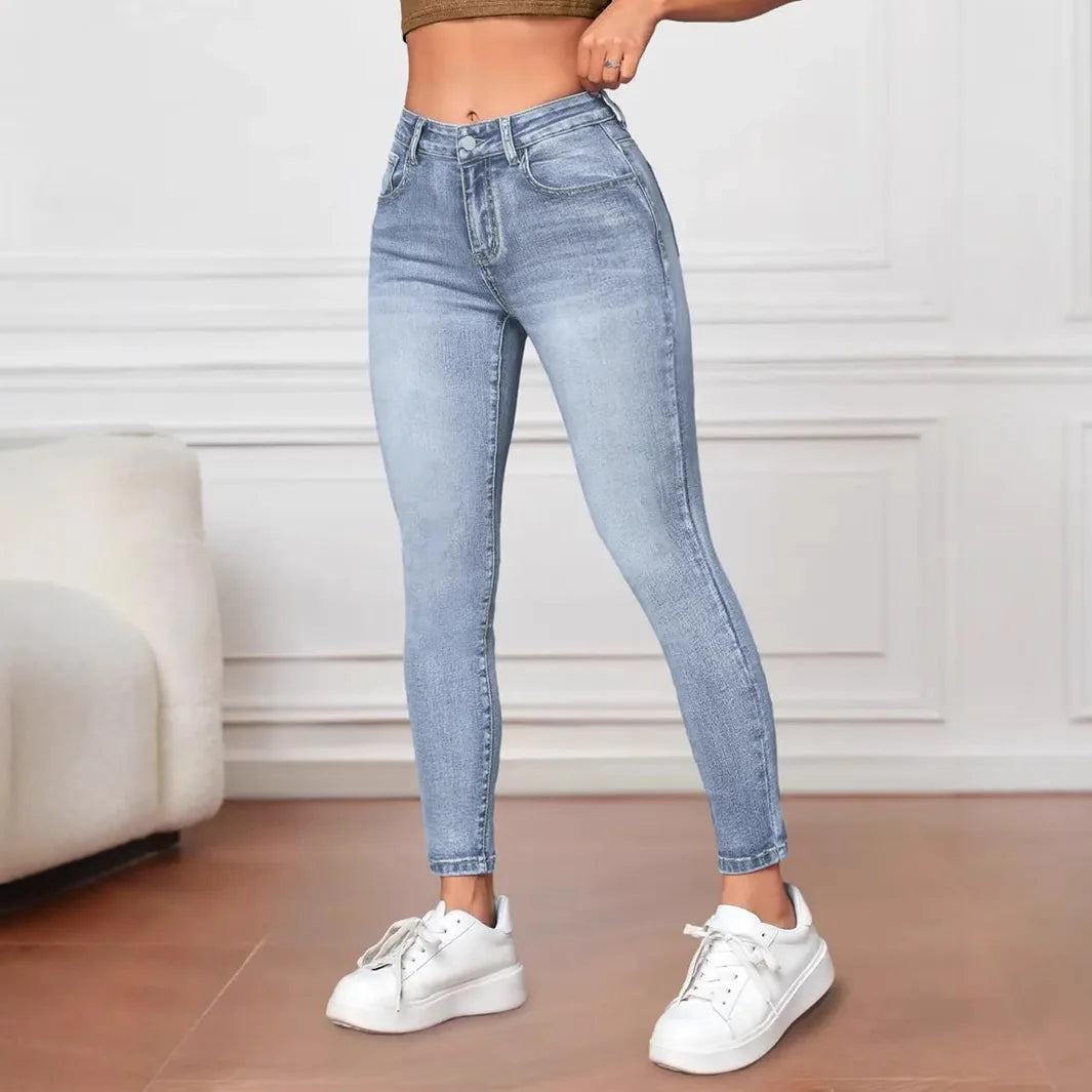 Damska - Jegginsy skinny - Wysoka talia - Wygodny materiał - Idealne na co dzień