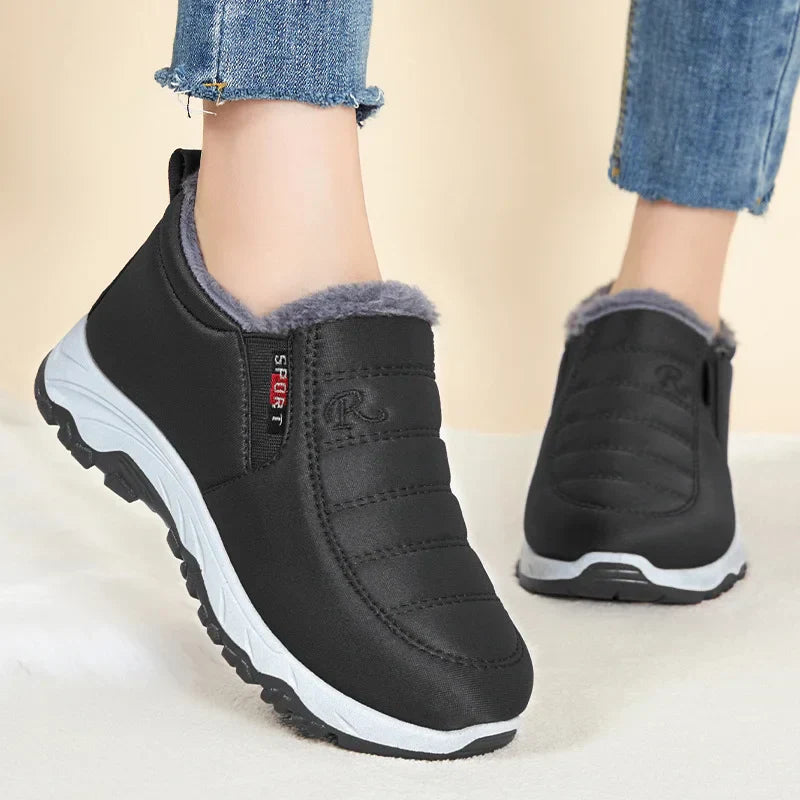 Damska - Stylowe buty zimowe - Wsuwane - Zamek błyskawiczny - Idealne na chłodne dni