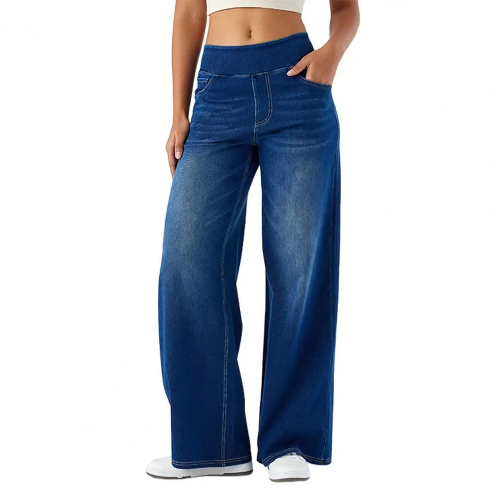 Damska - Jeans - Elastyczny materiał - Szerokie nogawki - Wygodna mieszanka bawełny - Styl casualowy na co dzień