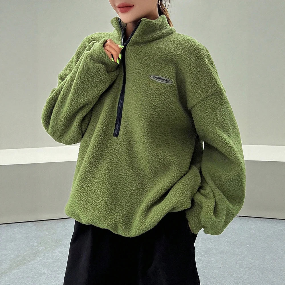 Damska - Bluza zimowa - Cosy Half Zip - Ciepły materiał - Stylowy fason - Idealna na chłodne dni