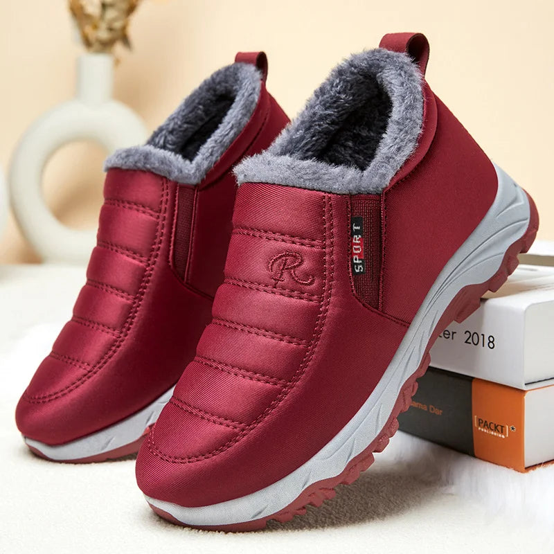 Damska - Stylowe buty zimowe - Wsuwane - Zamek błyskawiczny - Idealne na chłodne dni