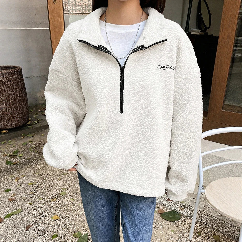 Damska - Bluza zimowa - Cosy Half Zip - Ciepły materiał - Stylowy fason - Idealna na chłodne dni