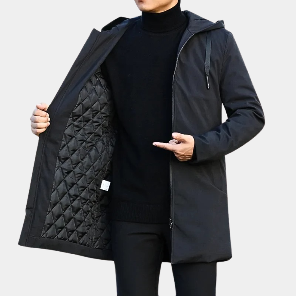 Męska - Kurtka przeciwdeszczowa - Elegancka, wodoodporna, styl zimowy - Idealna na deszczowe dni