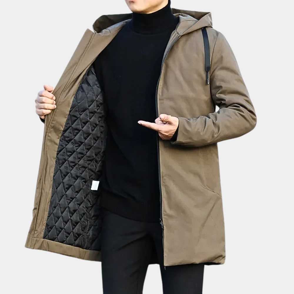 Męska - Kurtka przeciwdeszczowa - Elegancka, wodoodporna, styl zimowy - Idealna na deszczowe dni