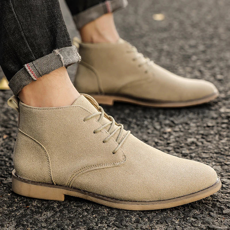 Męska - Sznurowane Buty - Zamszowe - Klasyczny Styl - Eleganckie Obuwie na Każdą Okazję
