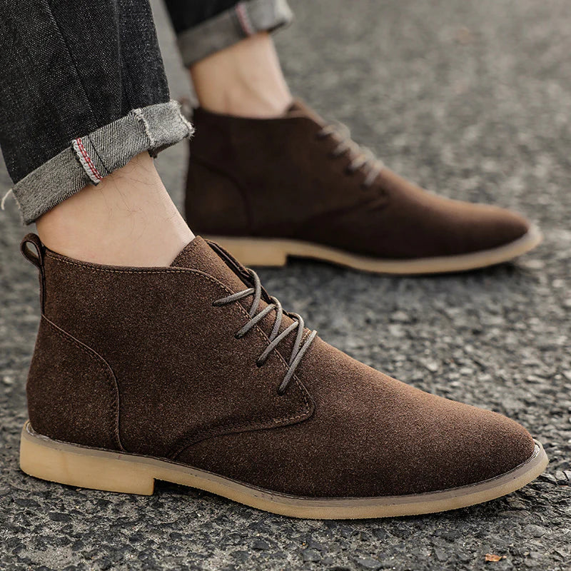Męska - Sznurowane Buty - Zamszowe - Klasyczny Styl - Eleganckie Obuwie na Każdą Okazję