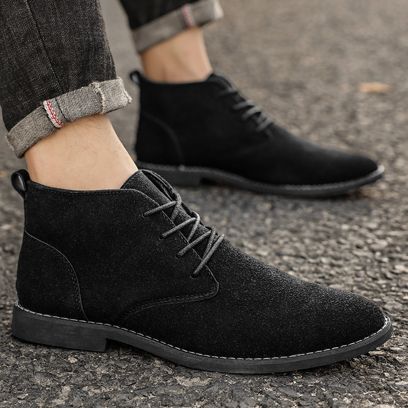 Męska - Sznurowane Buty - Zamszowe - Klasyczny Styl - Eleganckie Obuwie na Każdą Okazję