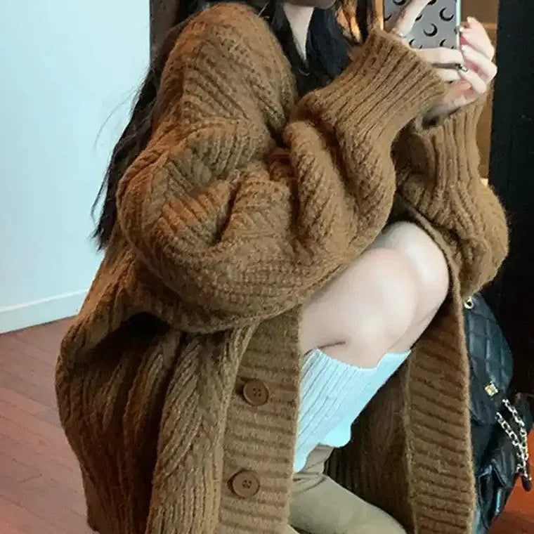 Damska - Kardigan - Dekoltem w szpic - Wygodny i stylowy sweter na każdą okazję