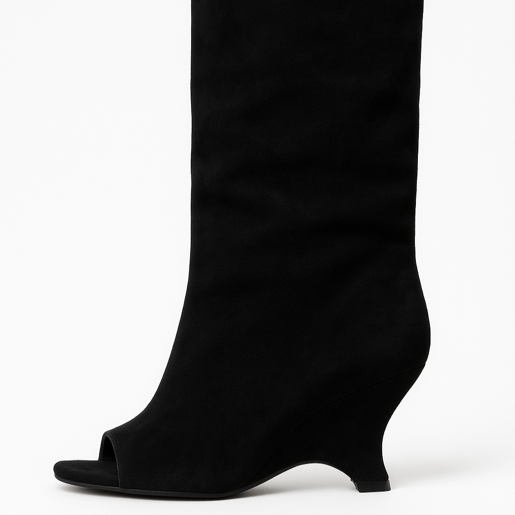 Damska - Buty na koturnie - Odkrytymi palcami - Styl slouchy - Idealne na lato - Wygodne i modne