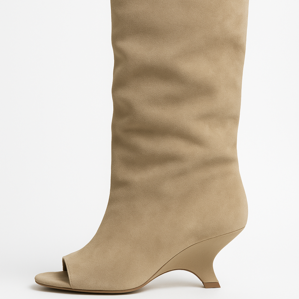 Damska - Buty na koturnie - Odkrytymi palcami - Styl slouchy - Idealne na lato - Wygodne i modne