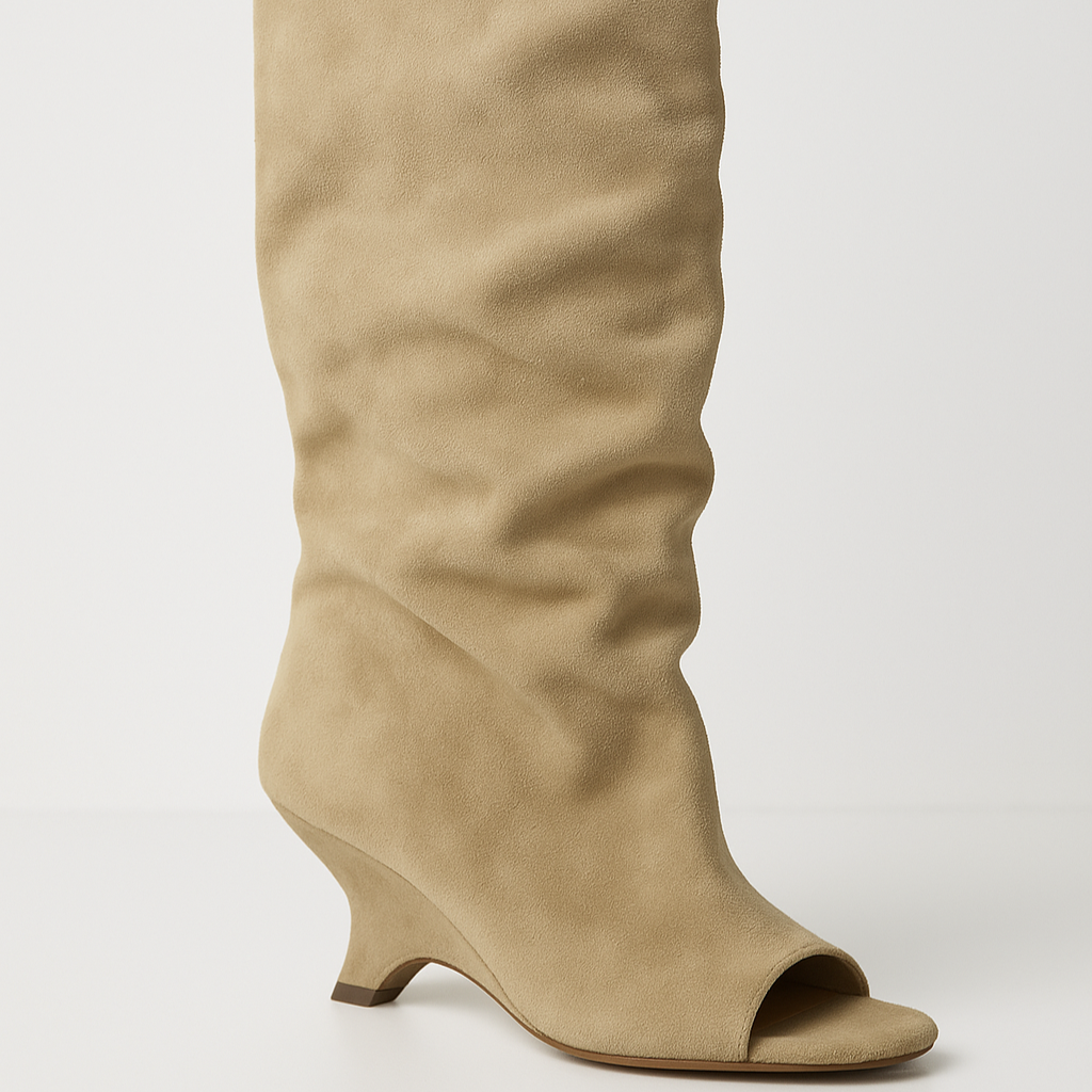 Damska - Buty na koturnie - Odkrytymi palcami - Styl slouchy - Idealne na lato - Wygodne i modne