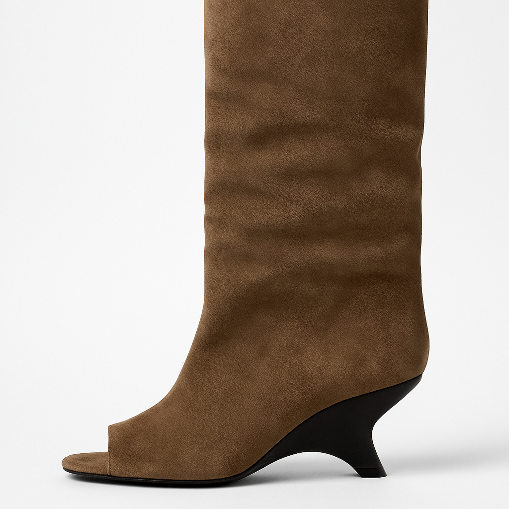 Damska - Buty na koturnie - Odkrytymi palcami - Styl slouchy - Idealne na lato - Wygodne i modne
