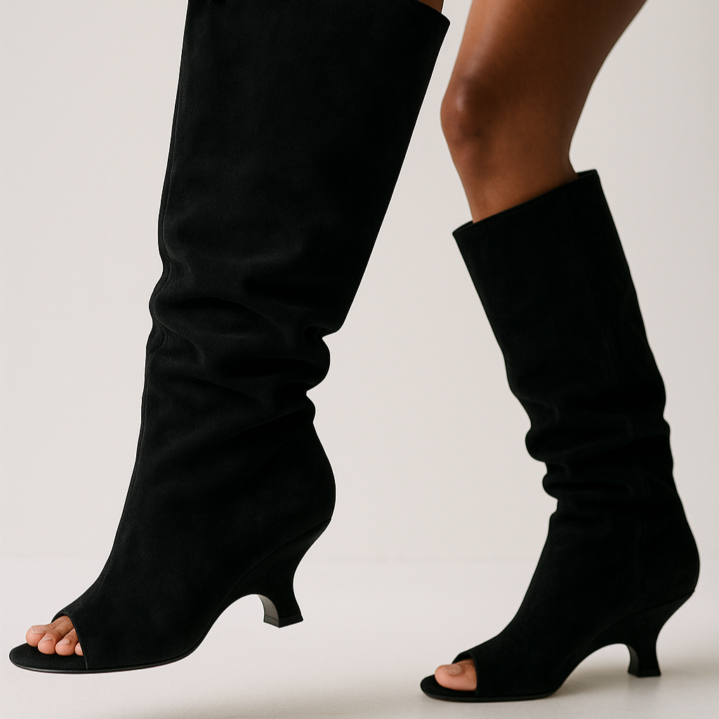 Damska - Buty na koturnie - Odkrytymi palcami - Styl slouchy - Idealne na lato - Wygodne i modne