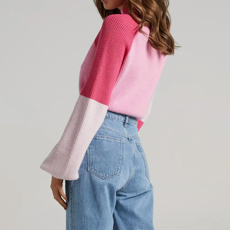 Damska - Sweter oversize - Prążkowana dzianina - modny i wygodny styl - Idealny na każdą porę roku