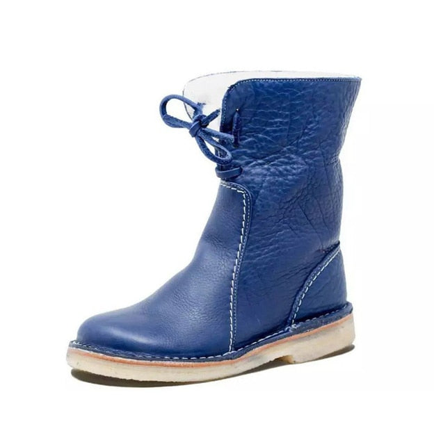 Damska - Buty za kostkę - Podszewką ze sztucznego futra - Składany mankiet dla komfortu i stylu
