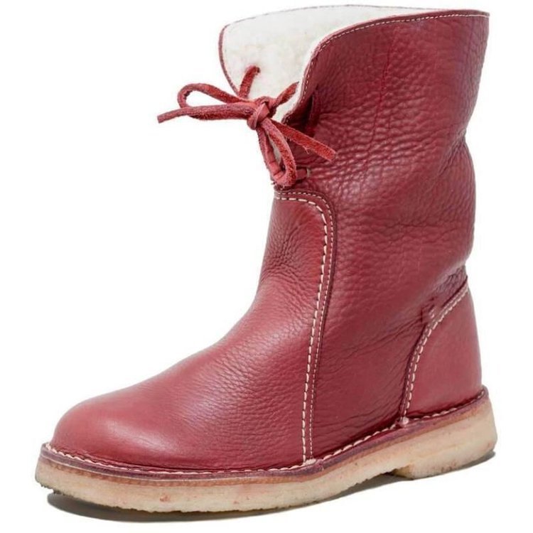Damska - Buty za kostkę - Podszewką ze sztucznego futra - Składany mankiet dla komfortu i stylu
