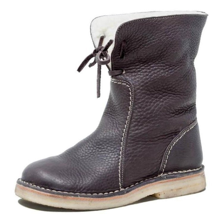 Damska - Buty za kostkę - Podszewką ze sztucznego futra - Składany mankiet dla komfortu i stylu