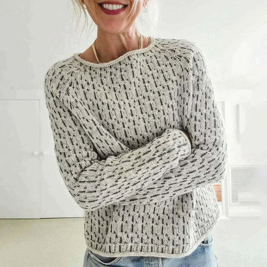 Damska - Sweter - Dzianinowy sweter z długim rękawem - Miękkiego materiału - Elegancki i stylowy wybór na każdą okazję