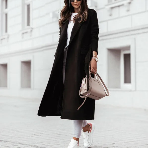 Damska - Kurtka - Wyciętymi klapami - Paskiem w talii - Elegancki styl na każdą okazję