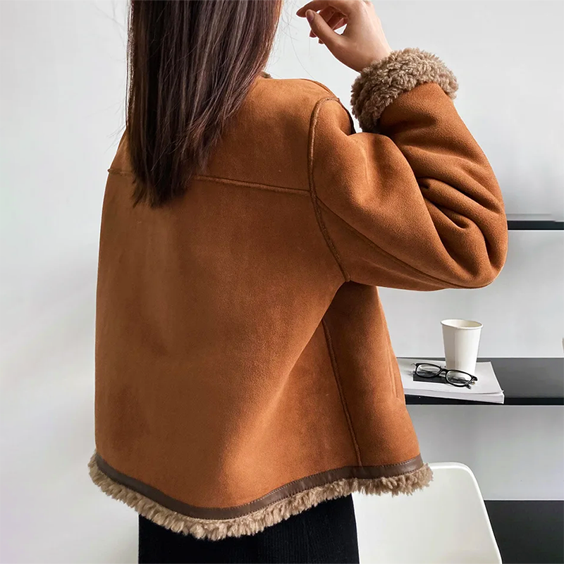 Damska - Kurtka - Vintage Suede - Stylowy krój - Modny wybór na każdą okazję
