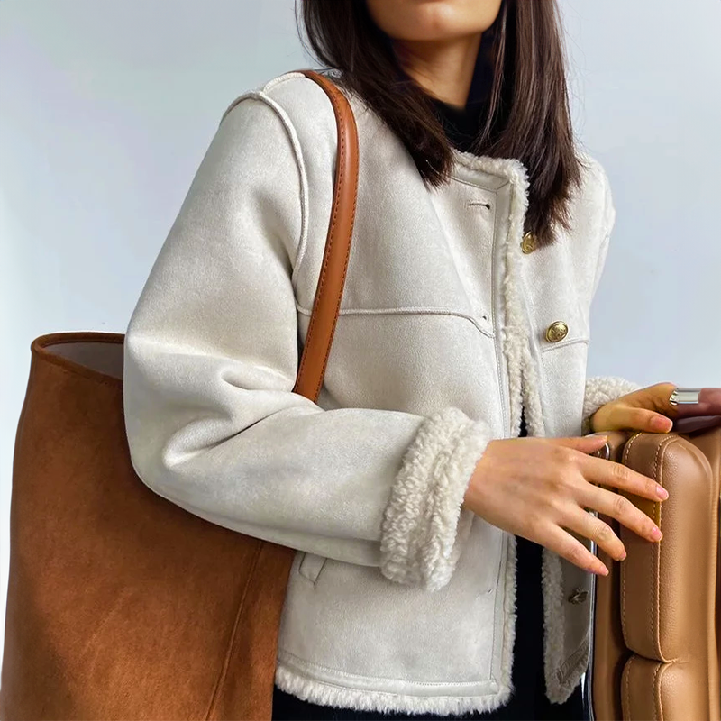Damska - Kurtka - Vintage Suede - Stylowy krój - Modny wybór na każdą okazję