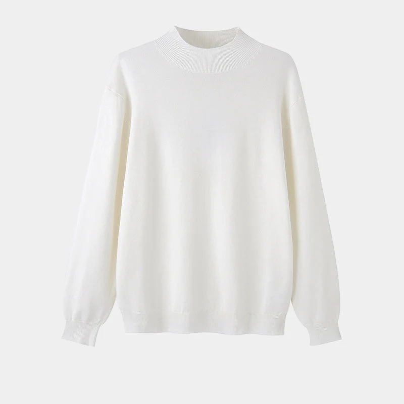 Męska - Sweter Długim rękawem - Dzianinowy top z kołnierzem typu mock neck - Stylowy i wygodny