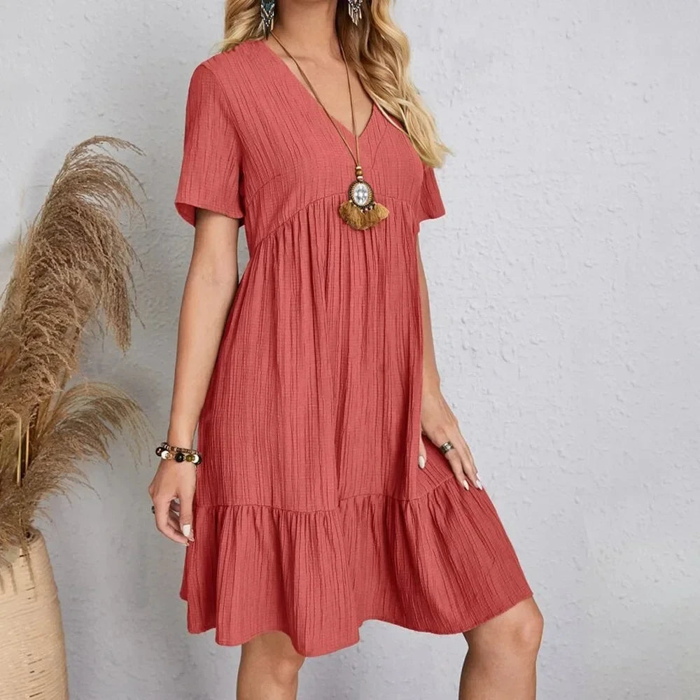 Damska - Elegancka sukienka peplum - Mieszanki poliestru - Idealna na każdą okazję - Stylowa kreacja na wyjścia