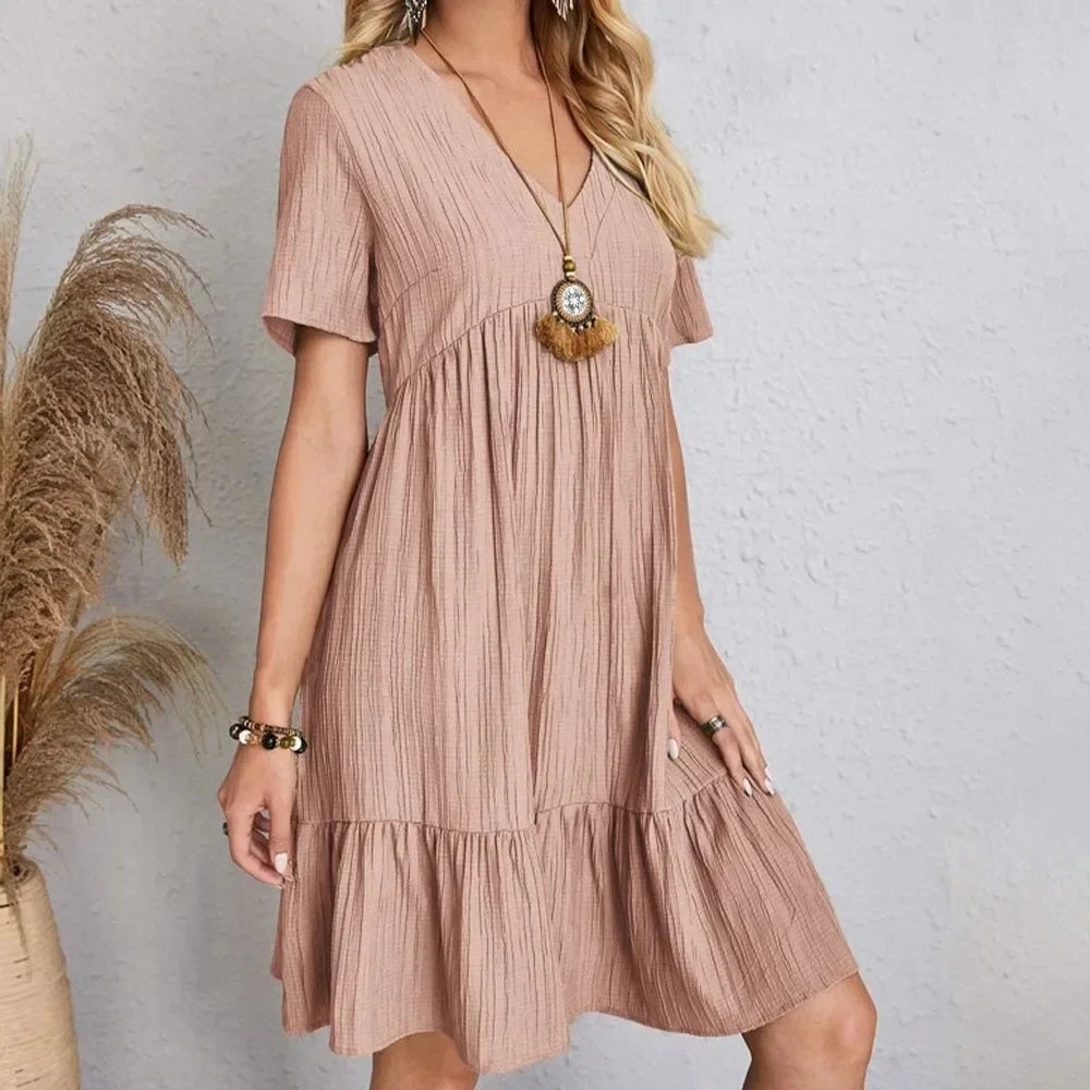 Damska - Elegancka sukienka peplum - Mieszanki poliestru - Idealna na każdą okazję - Stylowa kreacja na wyjścia