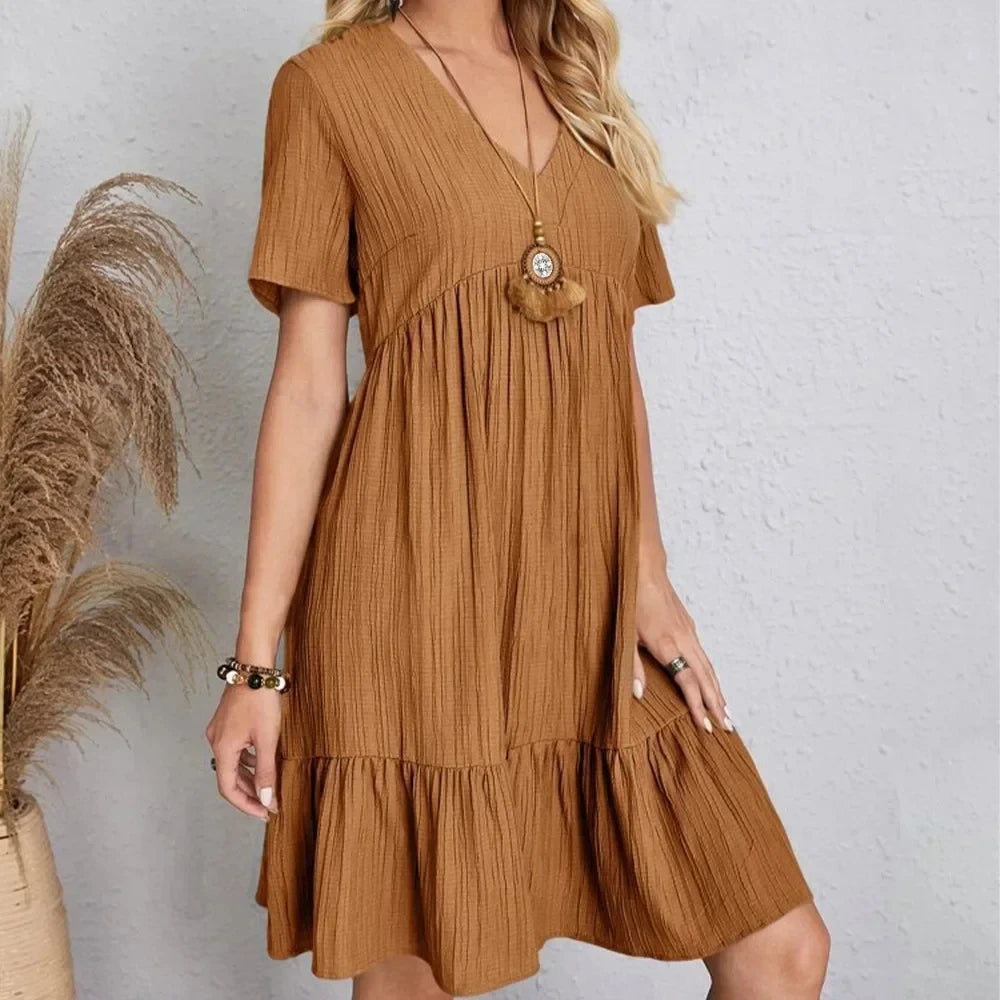 Damska - Elegancka sukienka peplum - Mieszanki poliestru - Idealna na każdą okazję - Stylowa kreacja na wyjścia