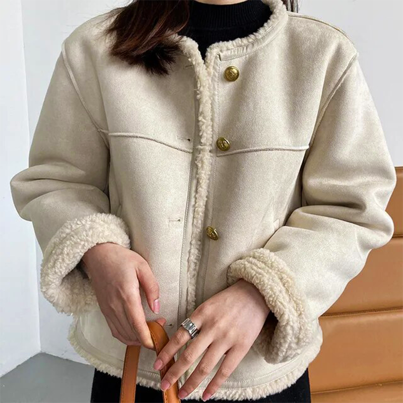 Damska - Kurtka - Vintage Suede - Stylowy krój - Modny wybór na każdą okazję