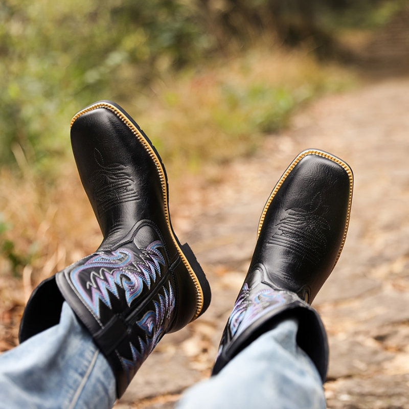 Męska - Buty cowboy Western - Stylu vintage z haftem - Idealne na każdą okazję