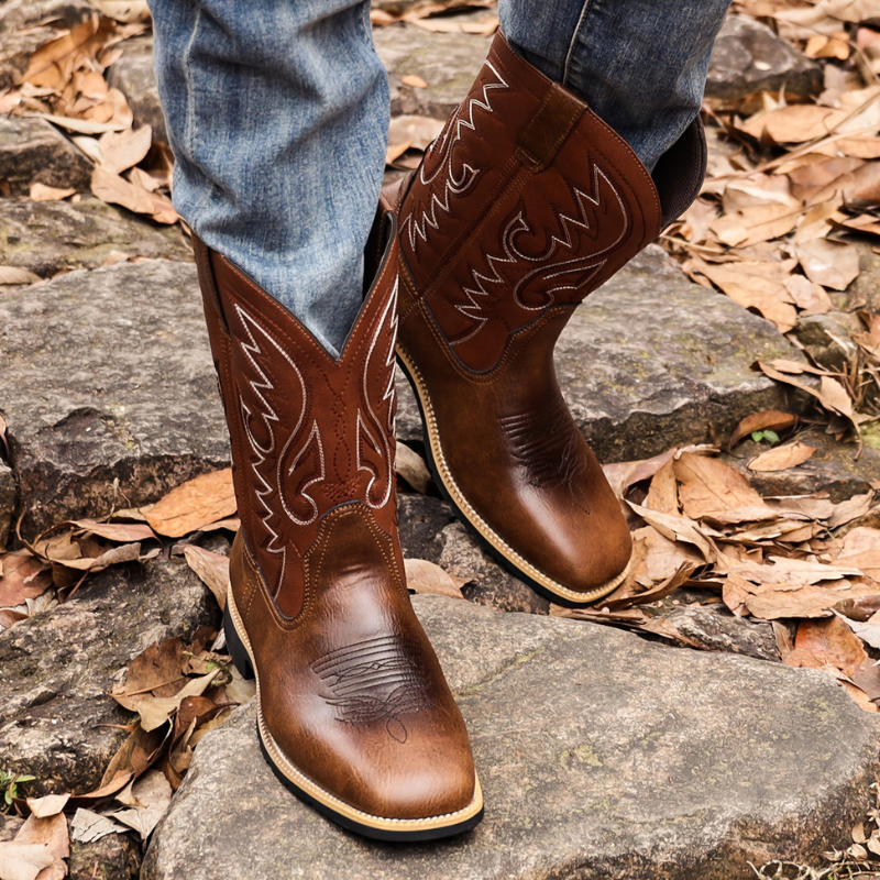 Męska - Buty cowboy Western - Stylu vintage z haftem - Idealne na każdą okazję