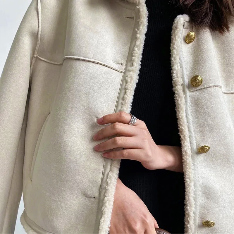 Damska - Kurtka - Vintage Suede - Stylowy krój - Modny wybór na każdą okazję
