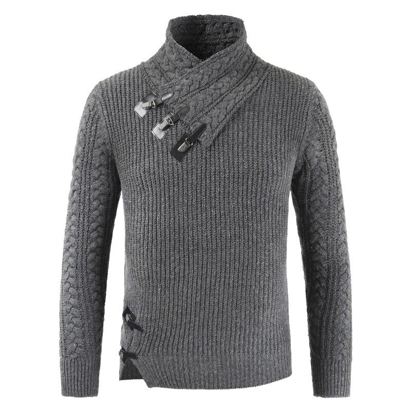 Męska - Asymetryczny sweter Slim Fit - Mieszanka wełny - Stylowy i komfortowy