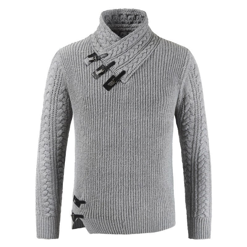 Męska - Asymetryczny sweter Slim Fit - Mieszanka wełny - Stylowy i komfortowy
