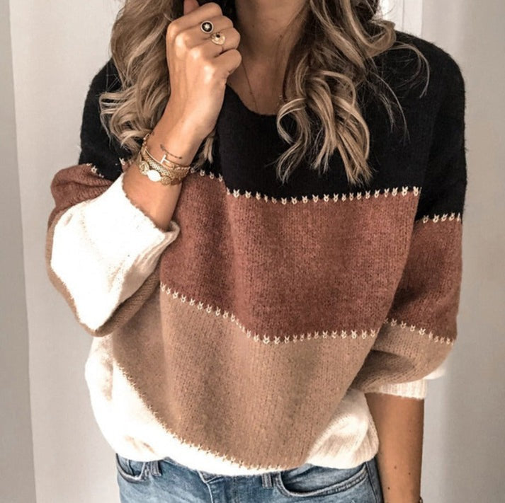 Damska - Sweter - Elegancki dzianinowy pulower - Stylowy i komfortowy - Modny sweter na każdą okazję