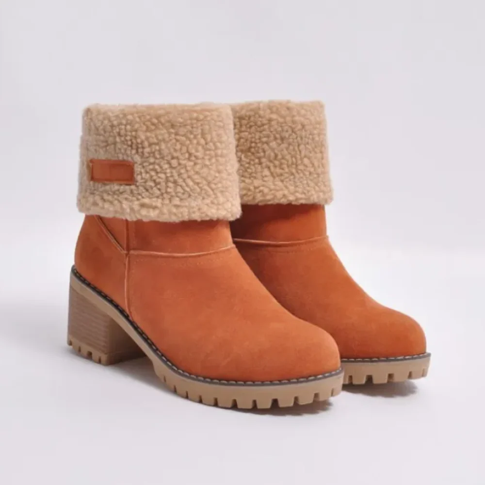 Damska - Botki na wysokim obcasie - Podszewką Shearling - Stylowe obuwie zimowe - Komfort i elegancja
